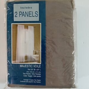 Majestic Voile Taupe Sheer Curtain Panels 2-Pack 59x84 Inches